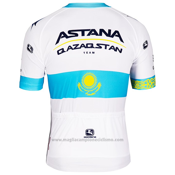 2022 Abbigliamento Ciclismo Astana Blu Bianco Manica Corta e Salopette